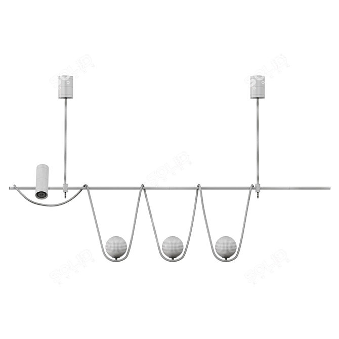 Sleek Modern Linear Island Chandelier 3D model image 3