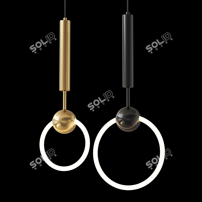 Modern LED Ring Pendant Lighting 3D model image 2