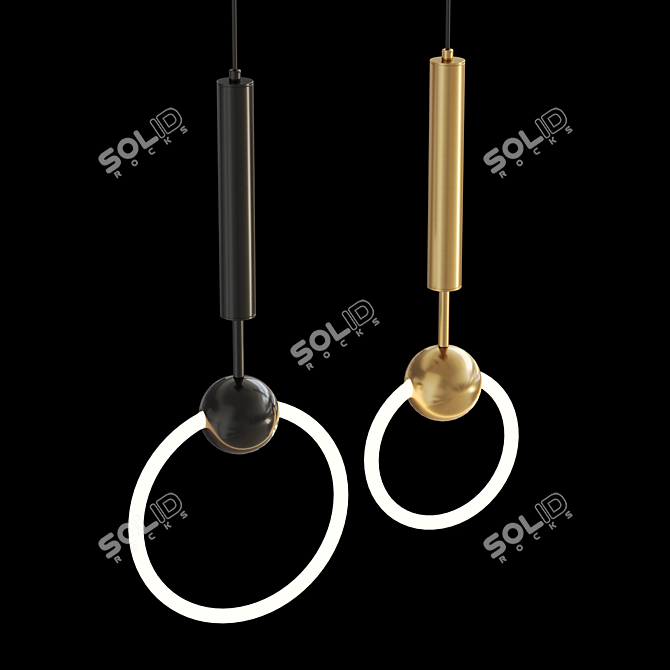 Modern LED Ring Pendant Lighting 3D model image 3