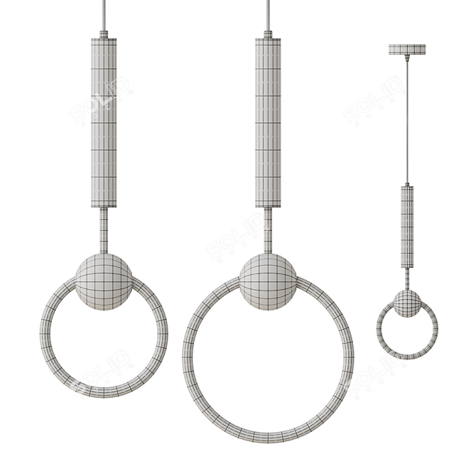 Modern LED Ring Pendant Lighting 3D model image 4