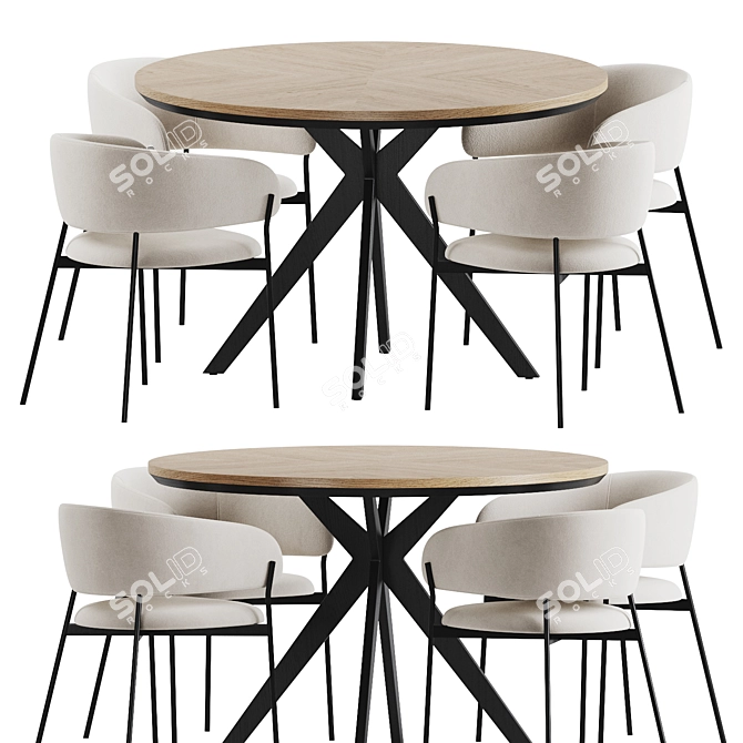 Mot Walnut Dining Set 3D model image 1