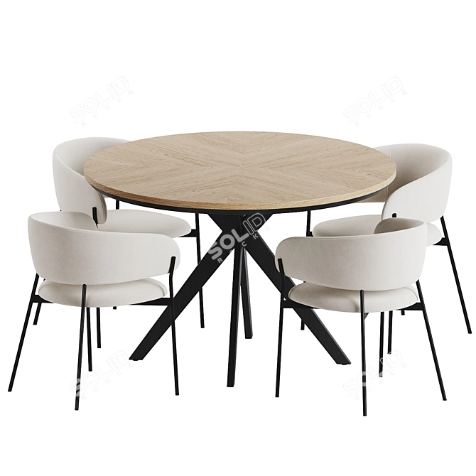 Mot Walnut Dining Set 3D model image 2
