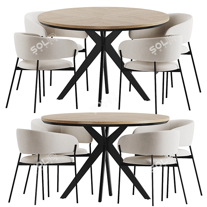 Mot Walnut Dining Set 3D model image 5