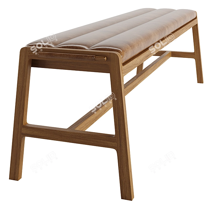 Sleek Leather Dining Bench, West Elm 3D model image 2