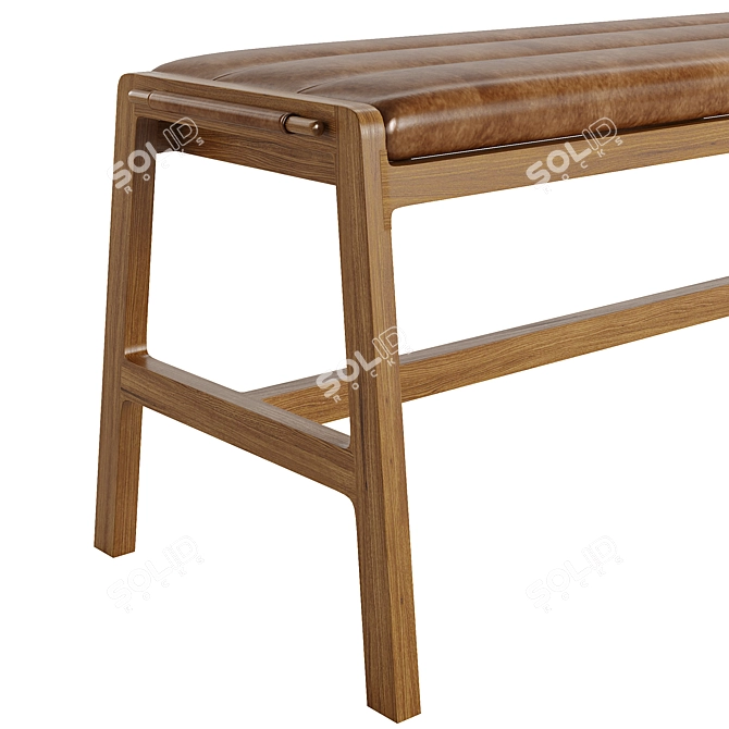 Sleek Leather Dining Bench, West Elm 3D model image 3