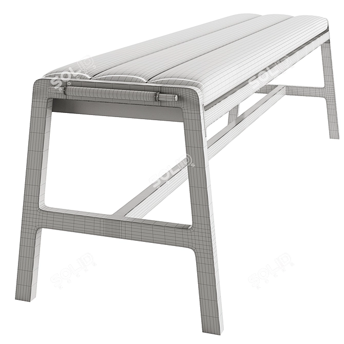 Sleek Leather Dining Bench, West Elm 3D model image 4