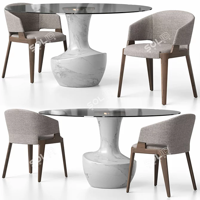 Elegant VELIS Chair & ANFORA Table 3D model image 1