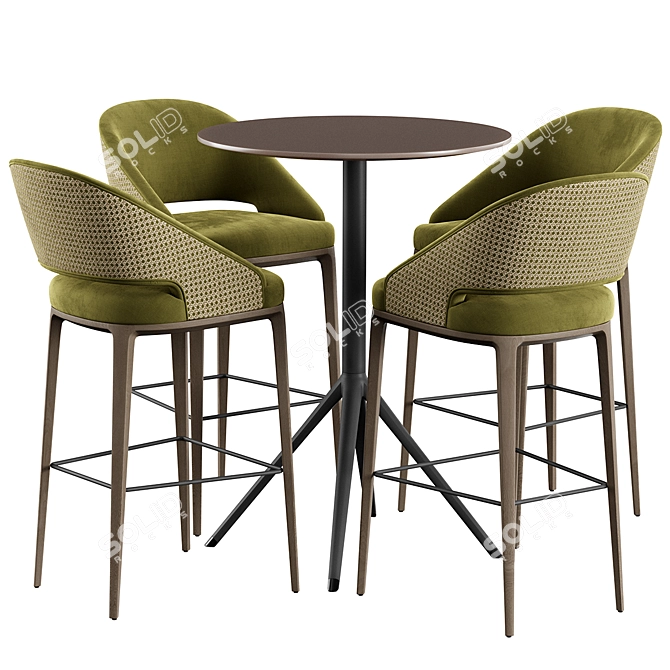 Modern Bar Stool and Table Set 3D model image 1