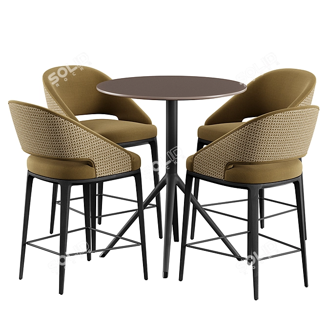 Modern Bar Stool and Table Set 3D model image 2