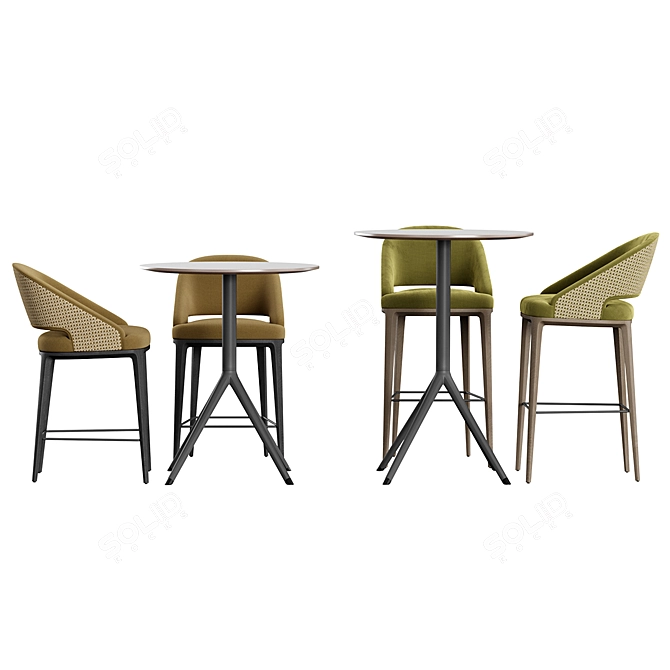 Modern Bar Stool and Table Set 3D model image 3