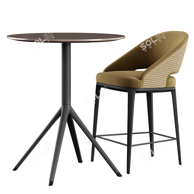 Modern Bar Stool and Table Set 3D model image 5