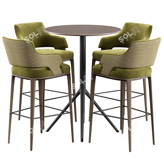 Modern Bar Stool Set Konyshev OTX 3D model image 1