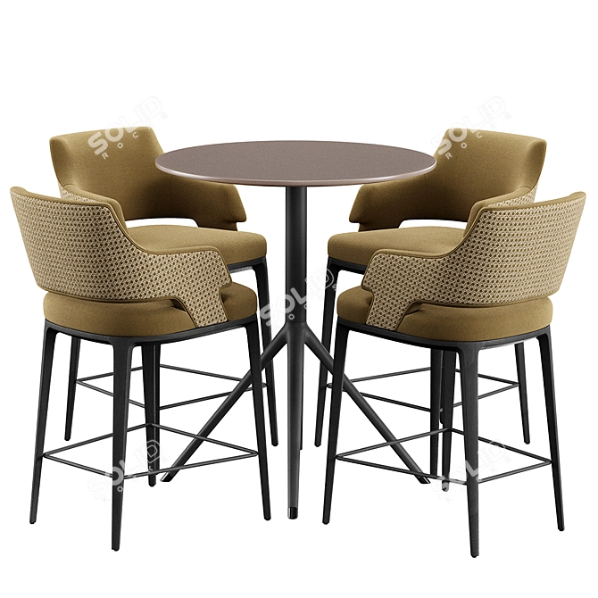 Modern Bar Stool Set Konyshev OTX 3D model image 2