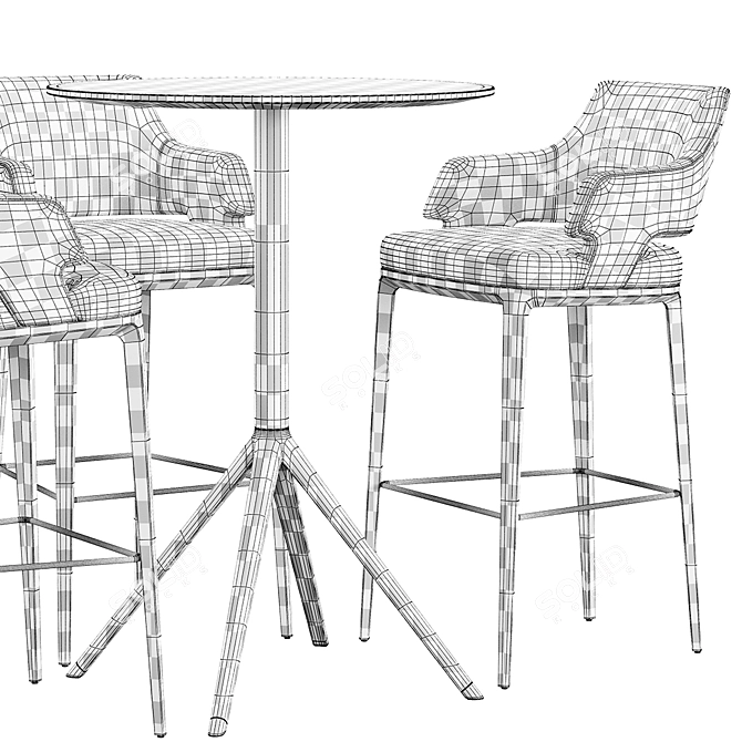 Modern Bar Stool Set Konyshev OTX 3D model image 6