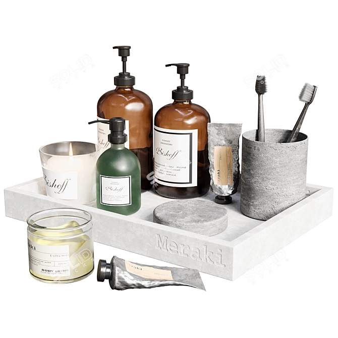 Bathroom Accessories Set with Models 3D model image 1