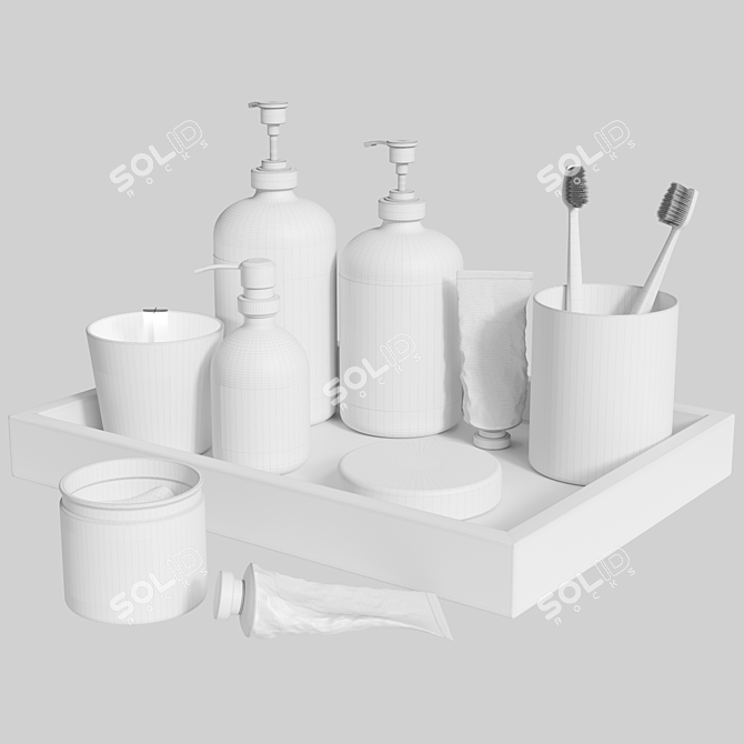 Bathroom Accessories Set with Models 3D model image 2