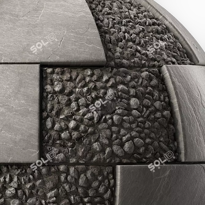 Slate Stone Gravel Tile Set 3D model image 2