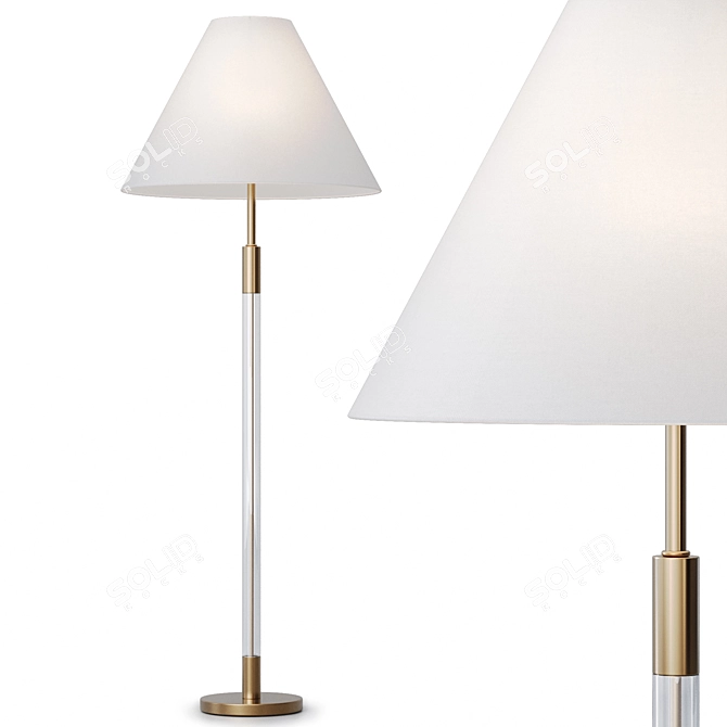 Elegant Lucite Gold Floor Lamp 3D model image 1