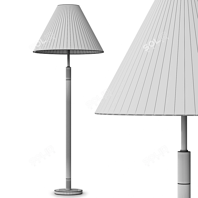 Elegant Lucite Gold Floor Lamp 3D model image 4