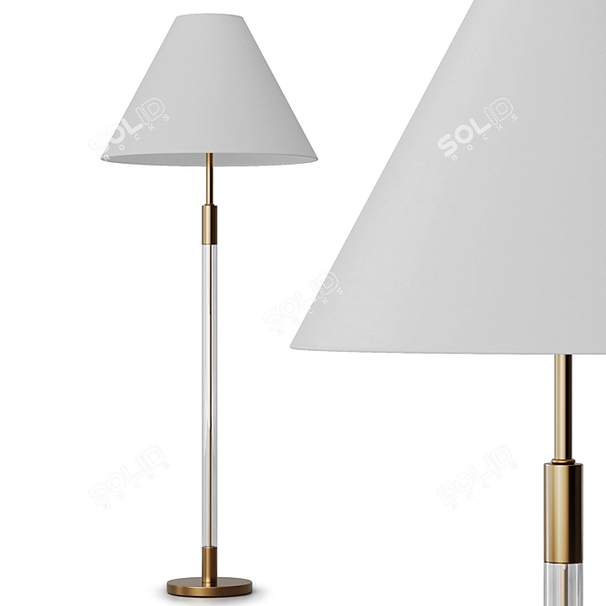 Elegant Lucite Gold Floor Lamp 3D model image 5