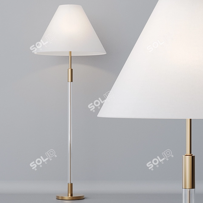 Elegant Lucite Gold Floor Lamp 3D model image 6