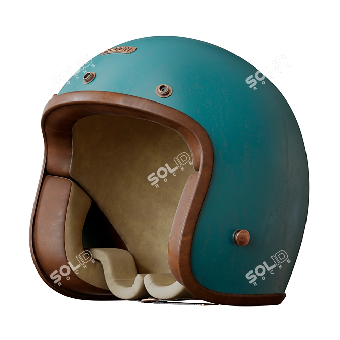 Retro Biker Helmet 3D model image 2