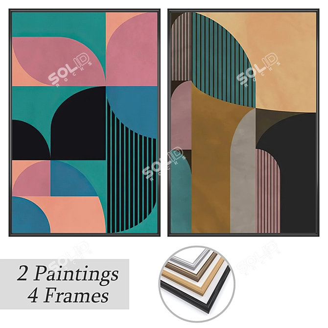 Artwork Set with Multiple Frames 3D model image 1