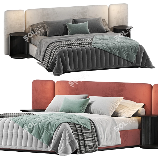 Sleek Modern Wanda Bed 3D model image 2