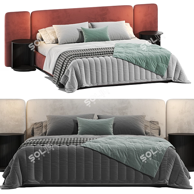 Sleek Modern Wanda Bed 3D model image 3