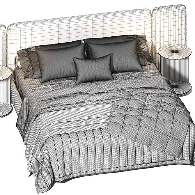Sleek Modern Wanda Bed 3D model image 4
