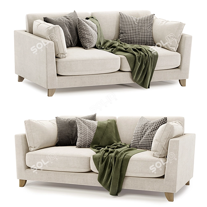 Elegant Paloma 3 Seater Sofa 3D model image 1