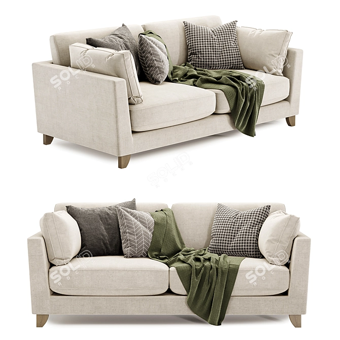 Elegant Paloma 3 Seater Sofa 3D model image 2