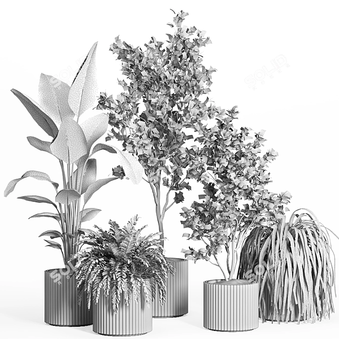 54-Piece Concrete Pot Indoor Plant Set 3D model image 4