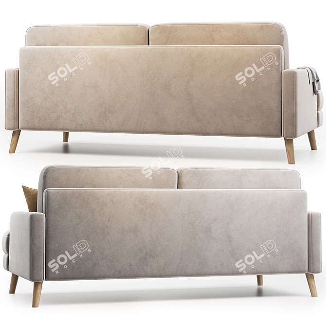 Hevit Beige Velvet Sofa - Premium 2017 3D model image 3