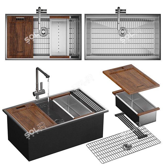 Modern Ruvati Sink with Tap 3D model image 1