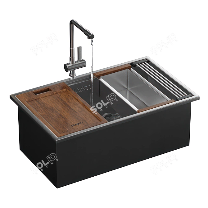 Modern Ruvati Sink with Tap 3D model image 4