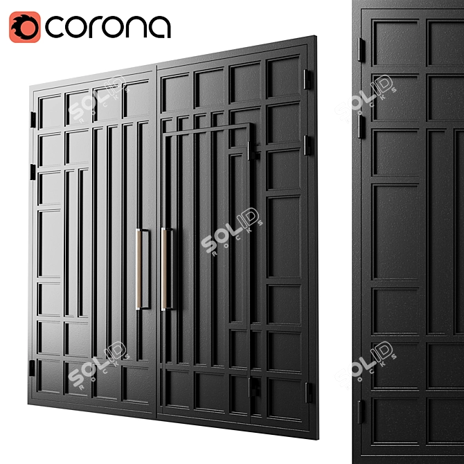 Modern Black Hi-Tech Gate 3D model image 1