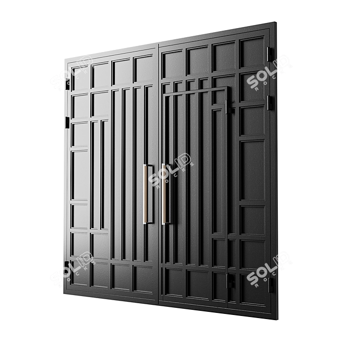 Modern Black Hi-Tech Gate 3D model image 2