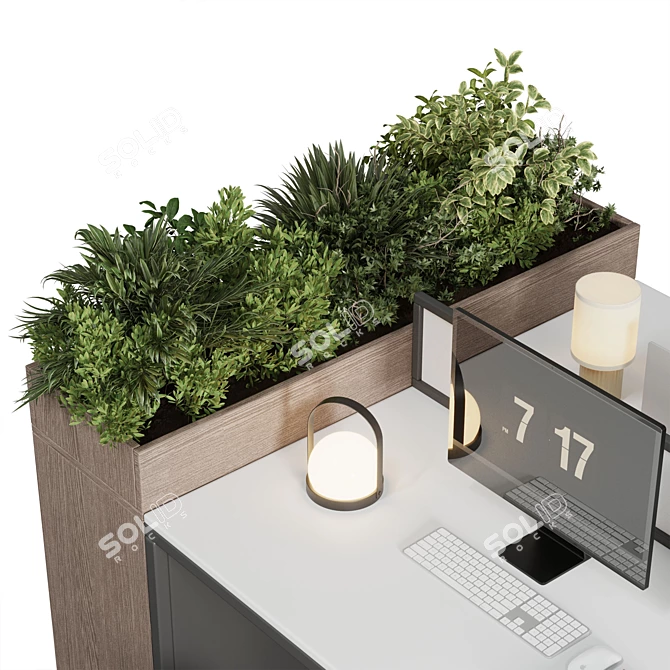 Modern Employee Desk Set 3D model image 4