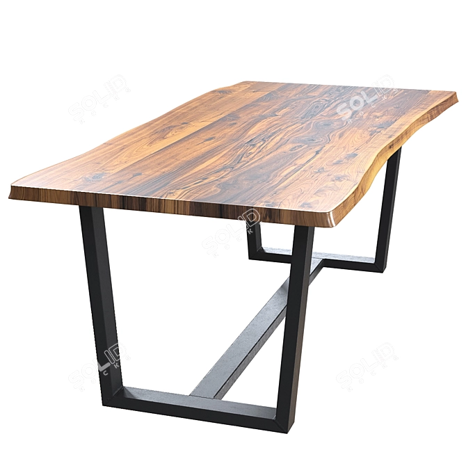 Slab Wood Table, High-Resolution Texture 3D model image 2