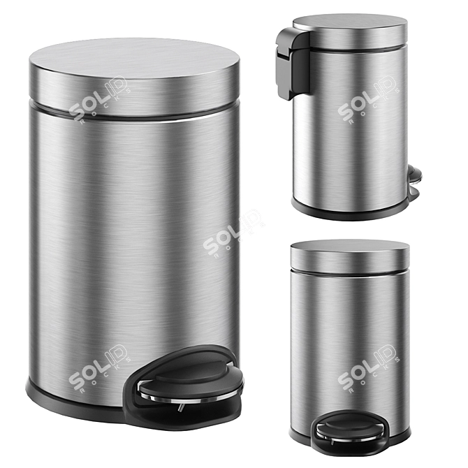 Modern Trash Bin Set Kit 3D model image 3