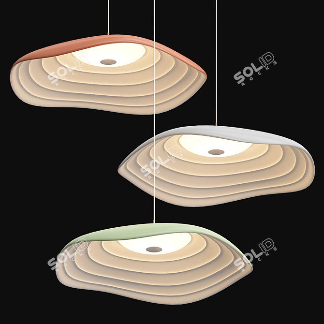 Elegant Lotus Leaf Pendant Light 3D model image 3