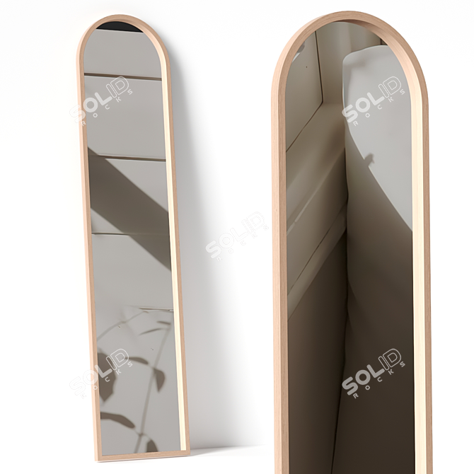 Wood Vertical Wall Mirror - Zara Home 3D model image 1