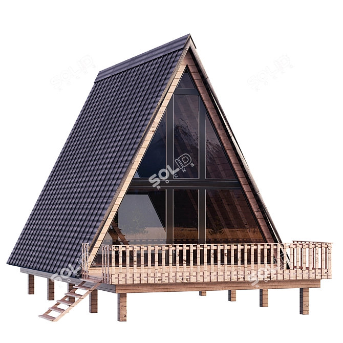 Triangular A-Frame Forest House 3D model image 1