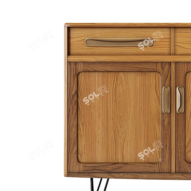 1970s Teak Hairpin Sideboard Retro 3D model image 6