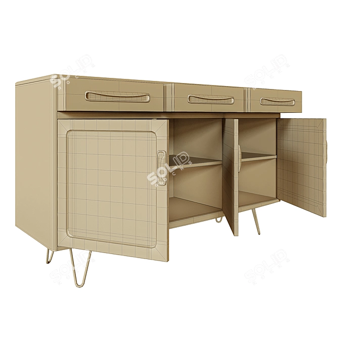 1970s Teak Hairpin Sideboard Retro 3D model image 7