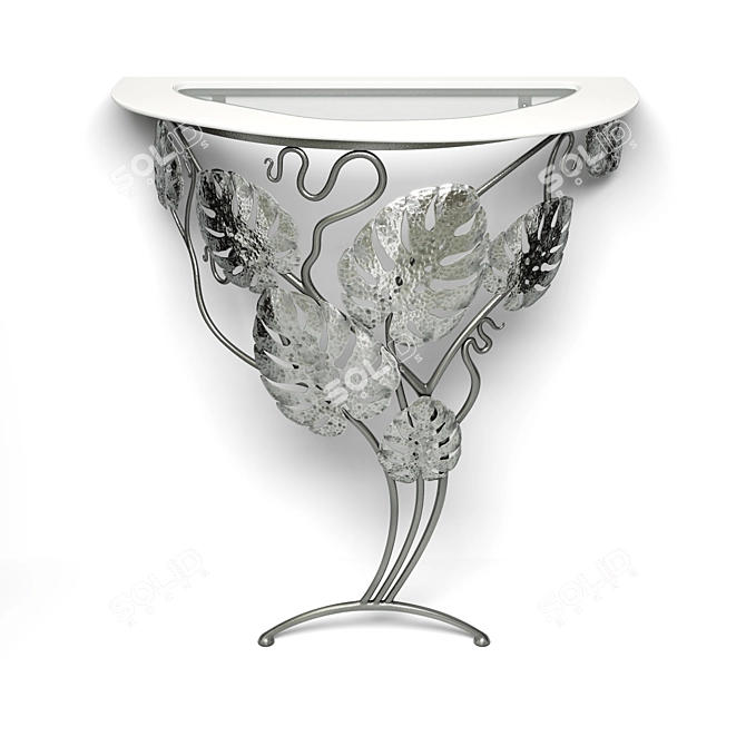 Glass Console with Monstera Design 3D model image 5