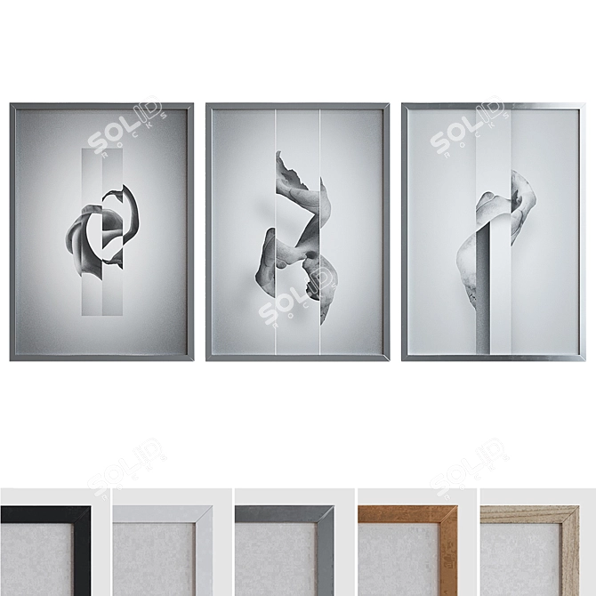 Modern Abstract Picture Frame Set 3D model image 1