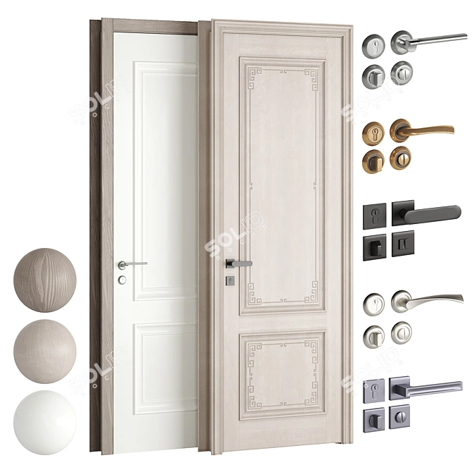 OPPEIN Interior Doors with Stylish Hardware 3D model image 1