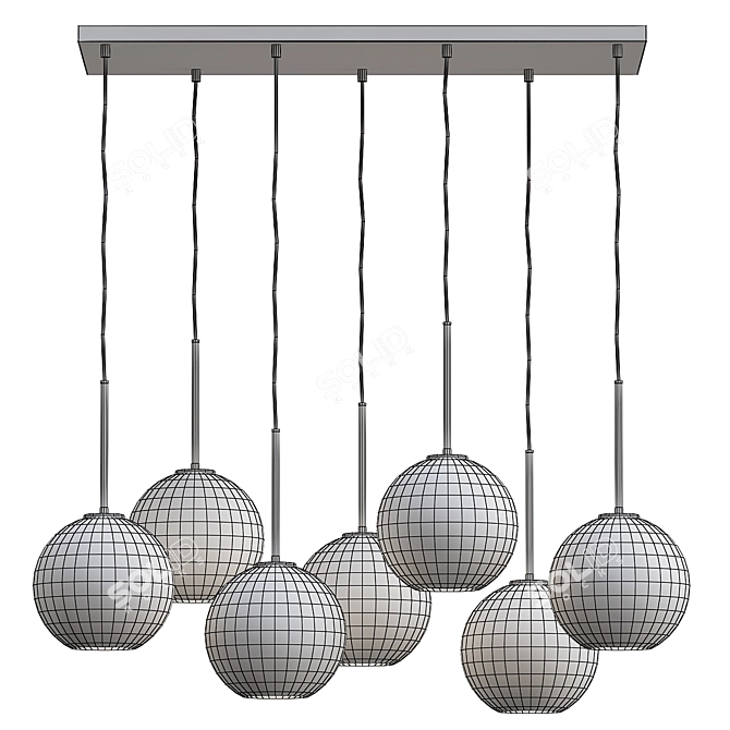 Modern Metal Globe Chandelier Sculpture 3D model image 3